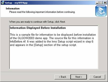 inno setup beforeinstall